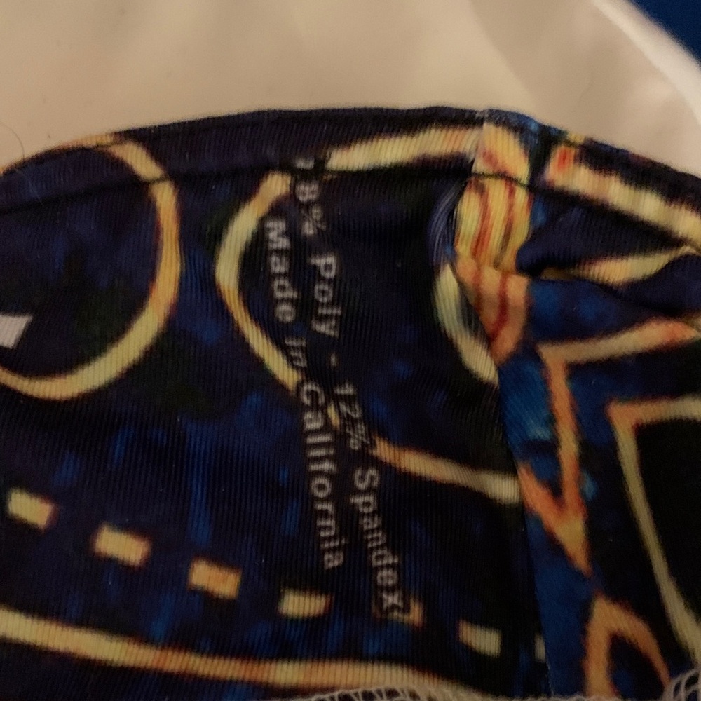 Electro Threads Leggings with Vibrant Blue and Orange Patterns - Med - Picture 5 of 7